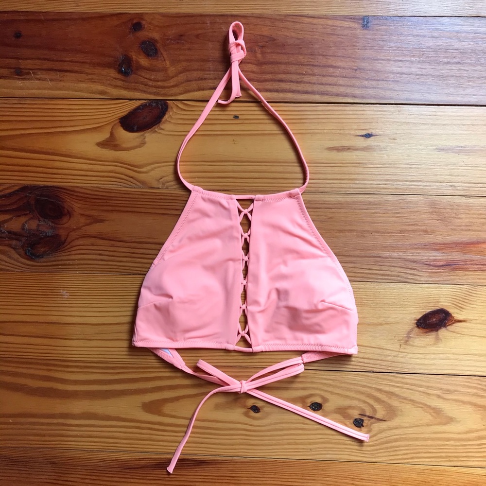 Pink Victoria’s Secret Coral Pink Halter Swim Bikini, EUC, S